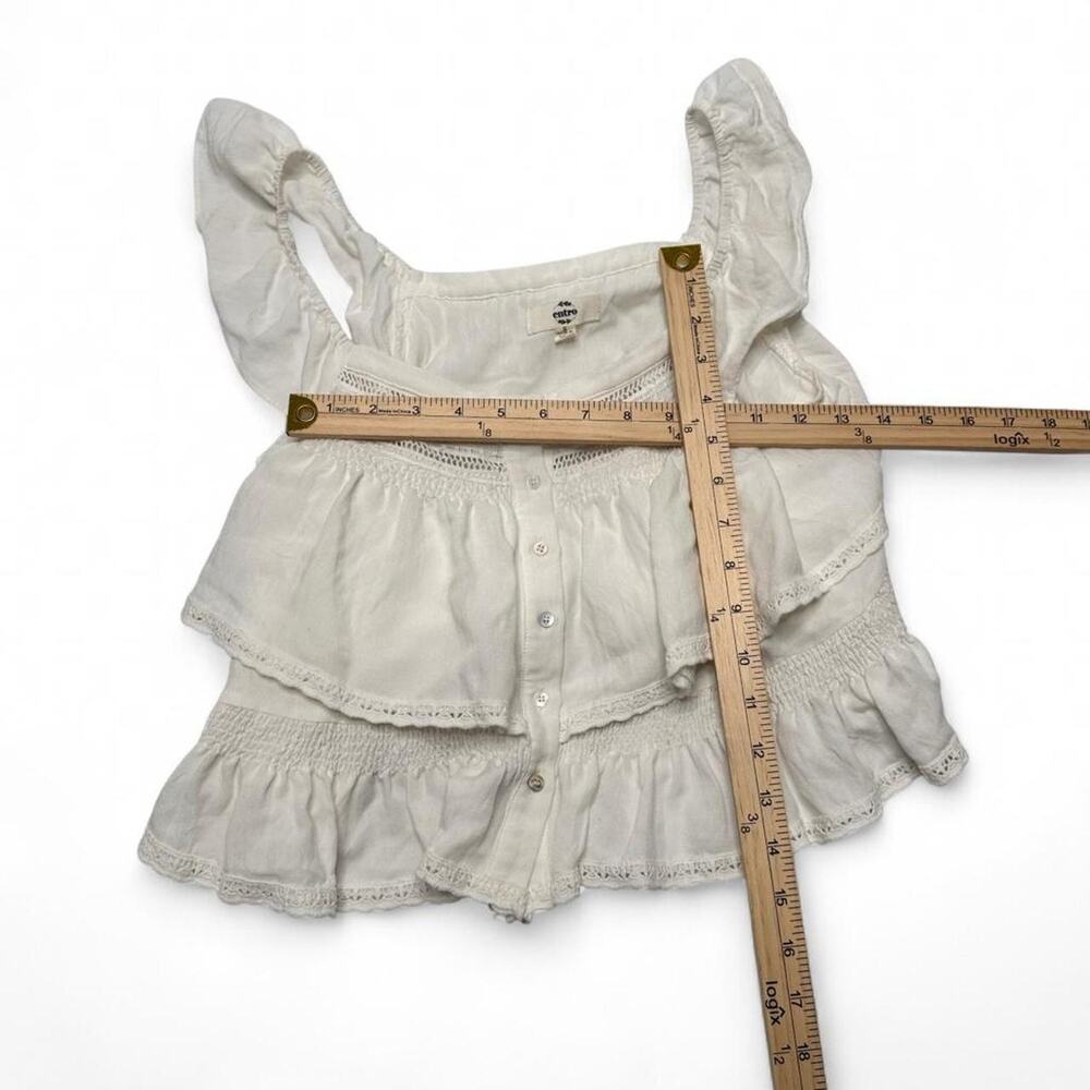 Entro White Cute Cottage Core Button Ruffled Hem Tiered Tank Top Size Small - Picture 3 of 4
